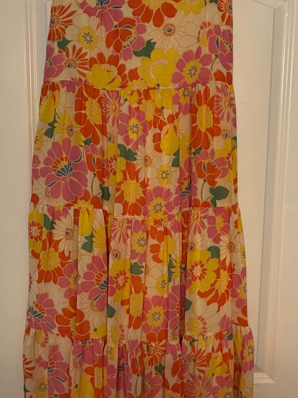 Sugarlips Floral Tiered Maxi Skirt - Pink, Yellow, Orange, Green